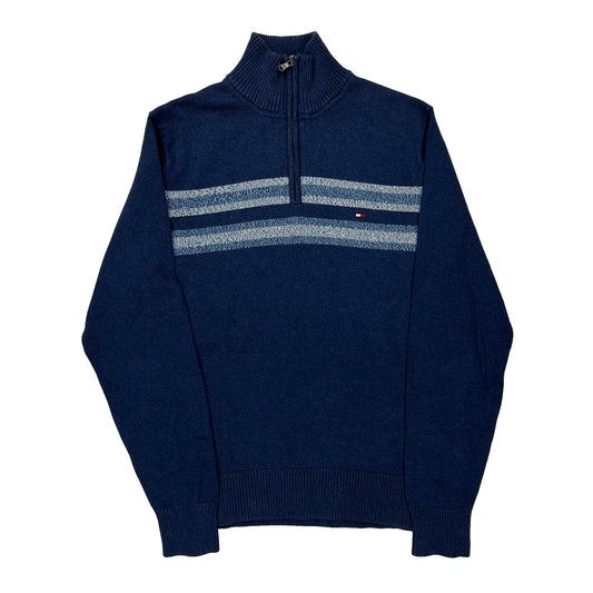 Tommy Hilfiger Striped 1/4 Zip - Small Blue Cotton