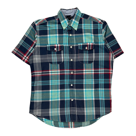 Tommy Hilfiger Checked Short Sleeve Shirt - Small Blue Cotton