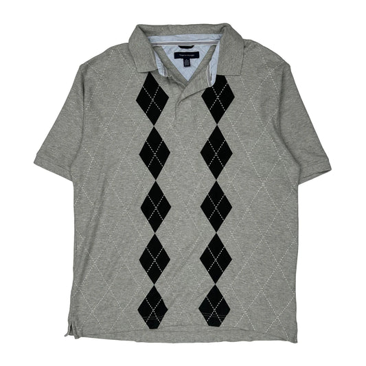 Tommy Hilfiger Argyle Polo Shirt - XL Grey Cotton