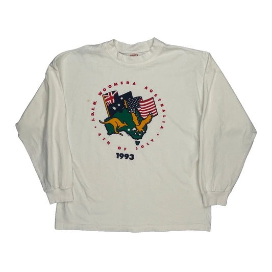 4Th Of July Robert Grey Single Stitch Long Sleeve T-Shirt - Large White Cotton