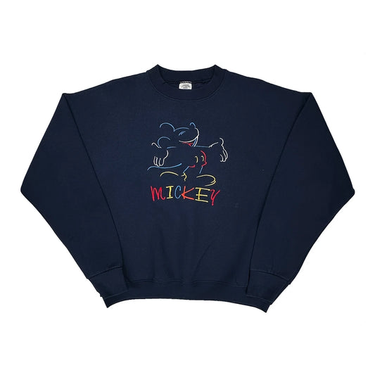 Vintage Mickey Mouse Mickey Graphic Sweatshirt - XL Navy Cotton