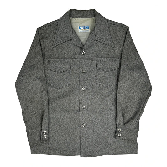 70S Farah Collared Jacket - Large Grey Wool Blend