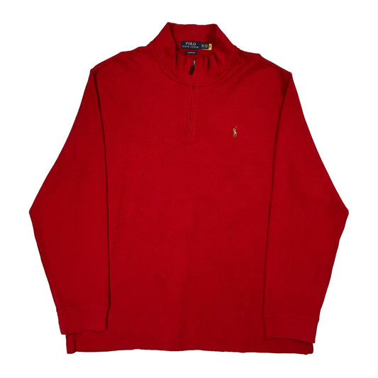 Vintage Polo By Ralph Lauren 1/4 Zip - 2XL Red Cotton