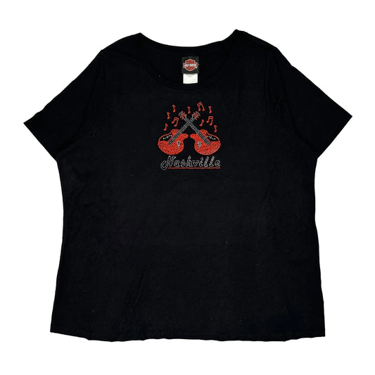 Nashville Harley Davidson Graphic T-Shirt - 2XL Black Cotton