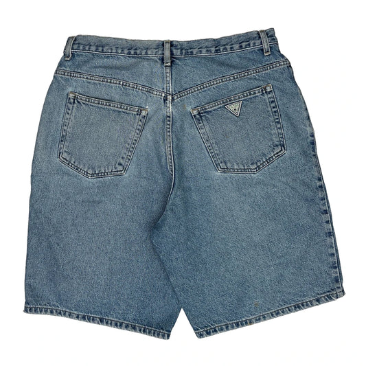 90S Guess Denim Shorts - 34W 9L Blue Denim