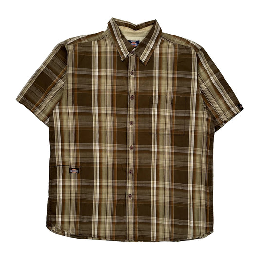 Dickies Checked Short Sleeve Shirt - 2XL Brown Cotton