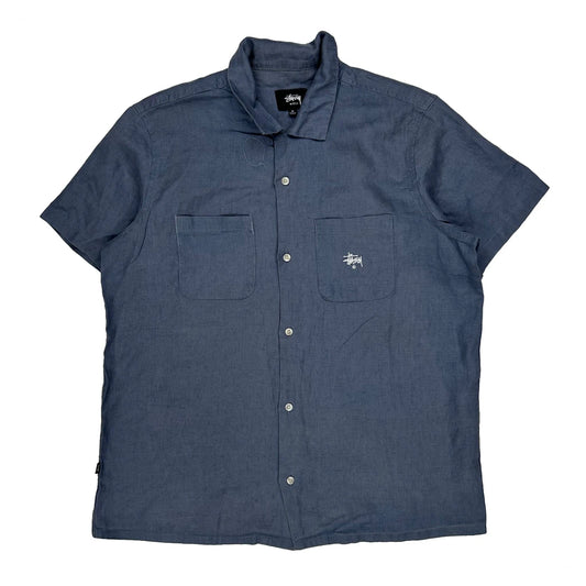 Stussy Short Sleeve Shirt - Medium Blue Cotton