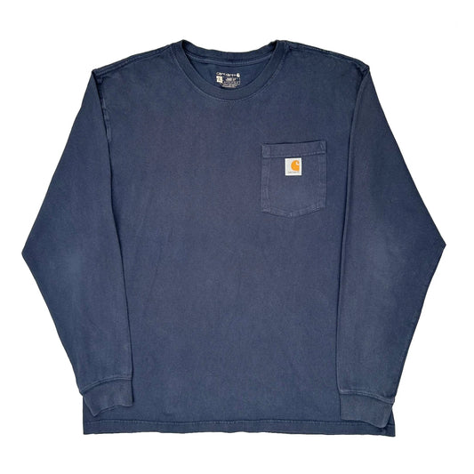 Vintage Carhartt Long Sleeve T-Shirt - Large Navy Cotton