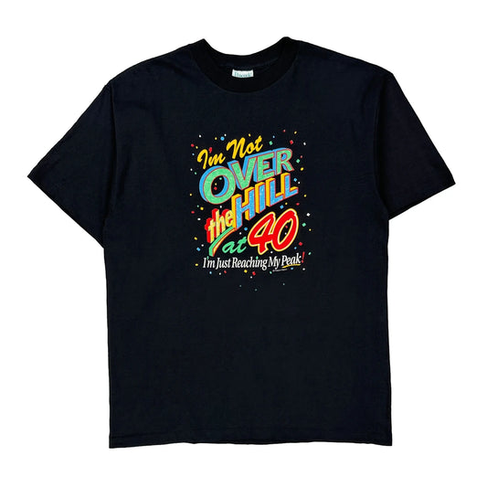 40 Peacock Single Stitch T-Shirt - Large Black Cotton