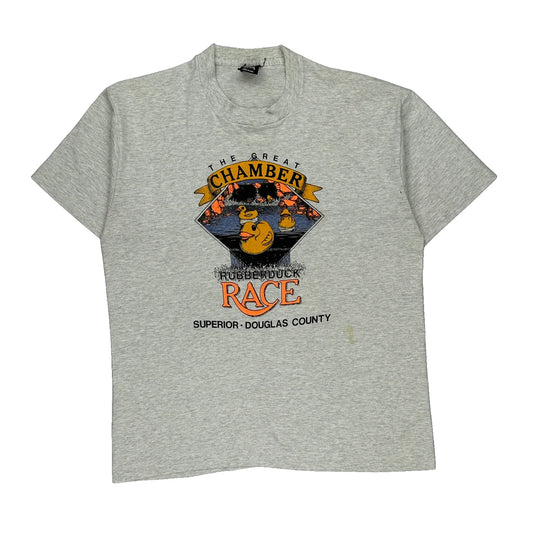 Rubber Duck Race Fruit Of The Loom Single Stitch T-Shirt - Large Grey Cotton Blend