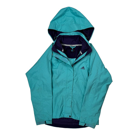 Vintage Adidas Waterproof Jacket - Medium Blue Polyester