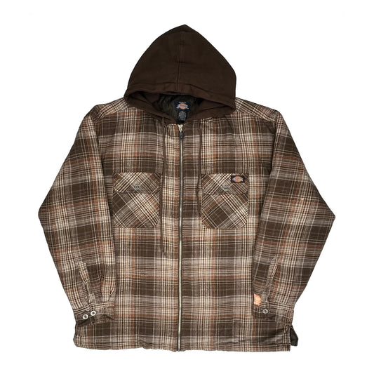 Dickies Checked Overshirt - Large Brown Cotton