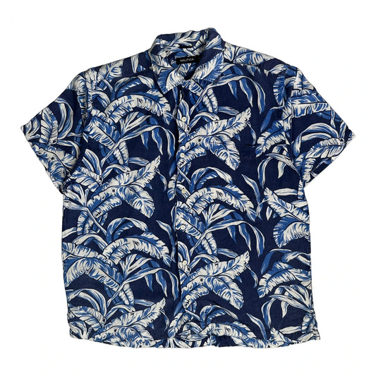 Vintage Nautica Floral Hawaiian Shirt - Medium Blue Linen