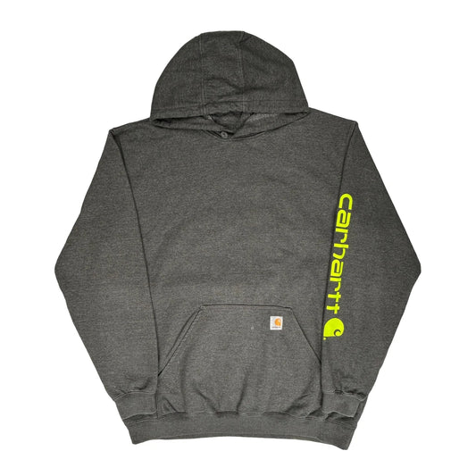 Carhartt Spellout Hoodie - XL Grey Cotton Blend