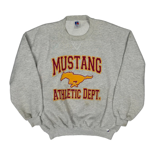 Mustang Athletic Dept. Russell Athletic College Sweatshirt - 2XL Grey Cotton