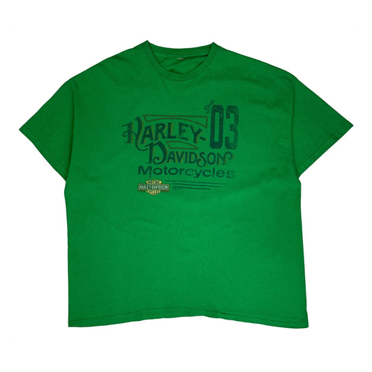Harley Davidson Graphic T-Shirt - XL Green Cotton