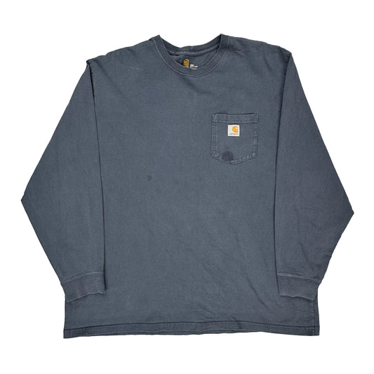 Carhartt Long Sleeve T-Shirt - 2XL Grey Cotton