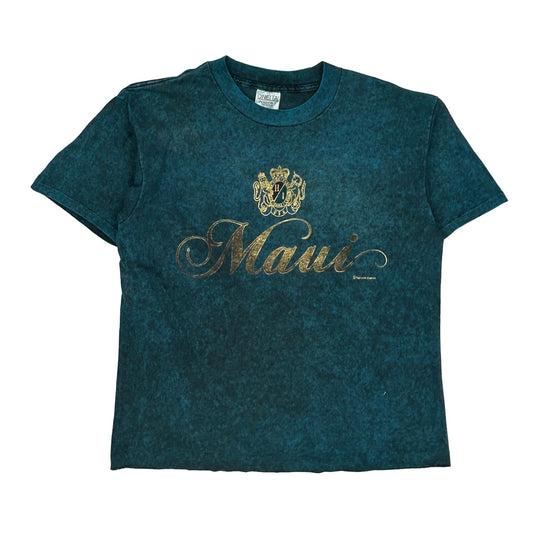 Maui Oneita Single Stitch T-Shirt - Large Blue Cotton
