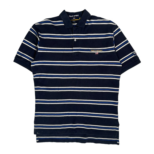 Polo Sport Striped Polo Shirt - Medium Navy Cotton