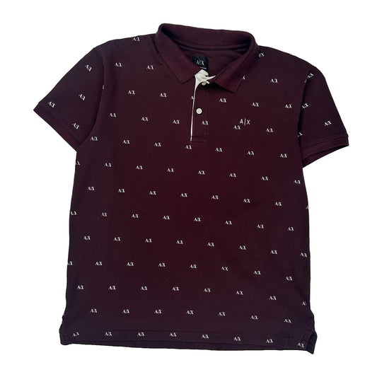 Armani Exchange Polo Shirt - XL Burgundy Cotton
