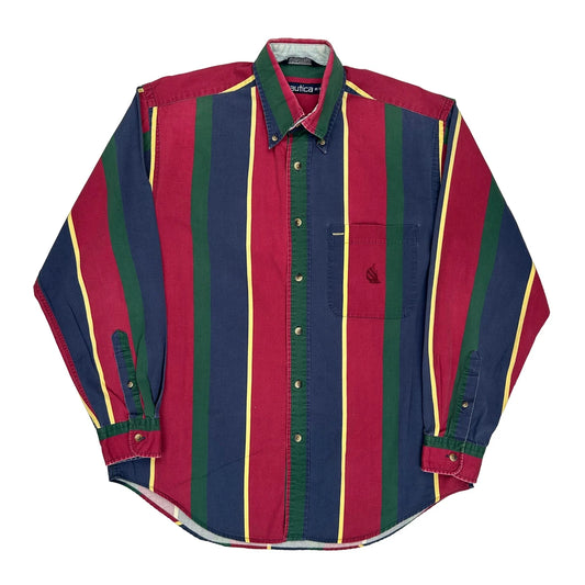 Nautica Striped Shirt - Medium Multicoloured Cotton
