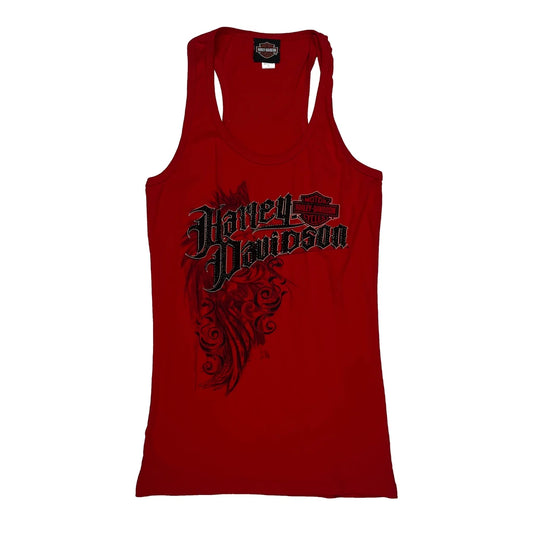 Vintage Boston Harley Davidson Graphic Vest - Large Red Cotton