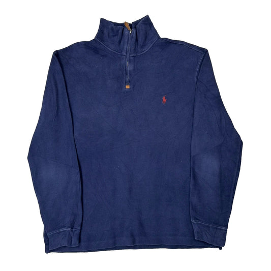 Polo By Ralph Lauren 1/4 Zip - Large Blue Cotton