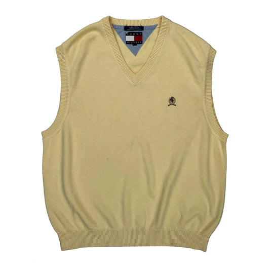 Tommy Hilfiger Sweater Vest - XL Yellow Cotton
