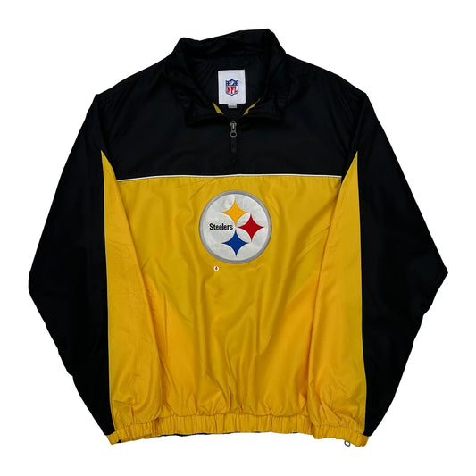Vintage Steelers Nfl Windbreaker - Large Yellow Polyester