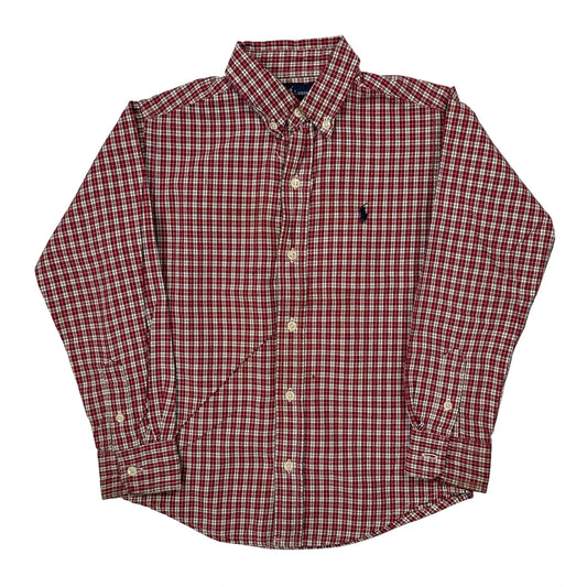 Age 5 Ralph Lauren Checked Shirt - Small Red Cotton