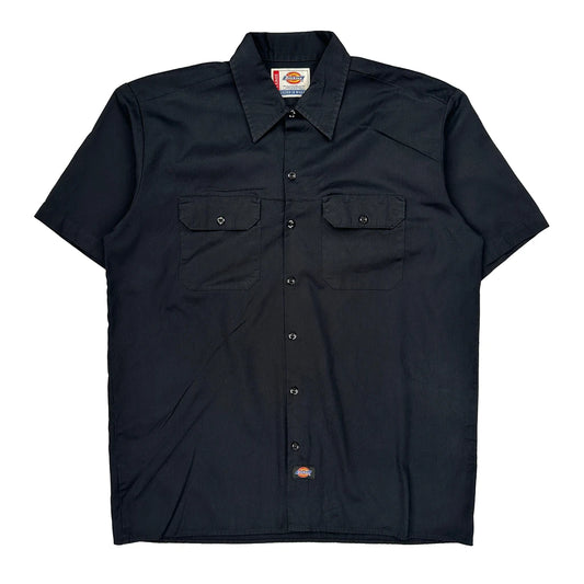 Dickies Short Sleeve Shirt - Large Black Polyester Blend