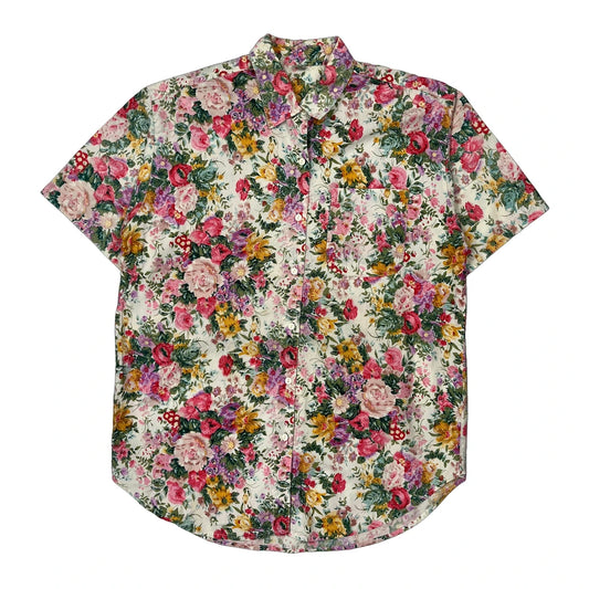 Unbranded Floral Short Sleeve Shirt - Medium Multicoloured Cotton