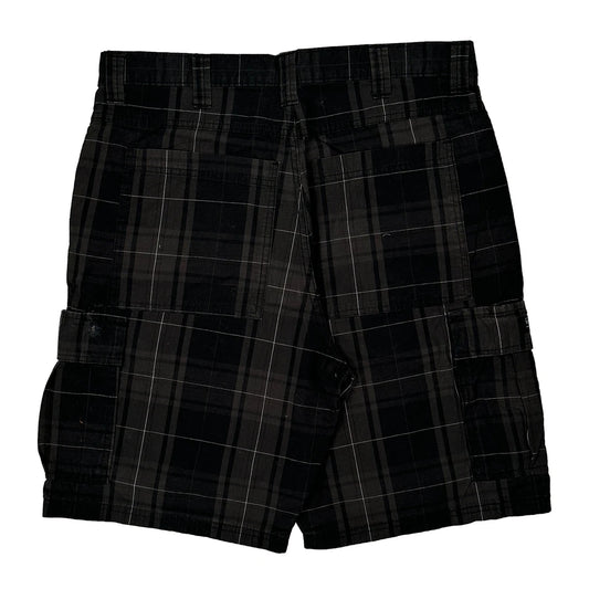Aeropostale Checked Cargo Shorts - 34W 10L Black Cotton