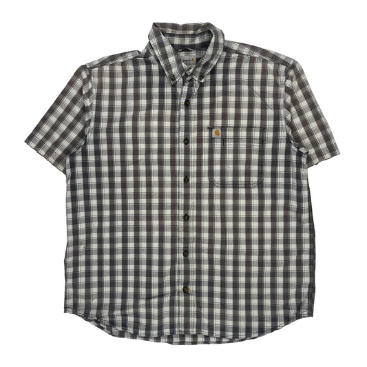 Carhartt Checked Short Sleeve Shirt - XL Grey Cotton