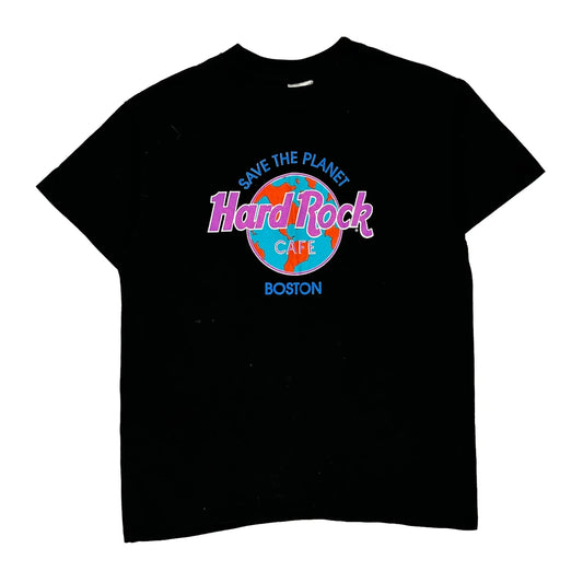 Boston Hard Rock Cafe Single Stitch T-Shirt - Large Black Cotton
