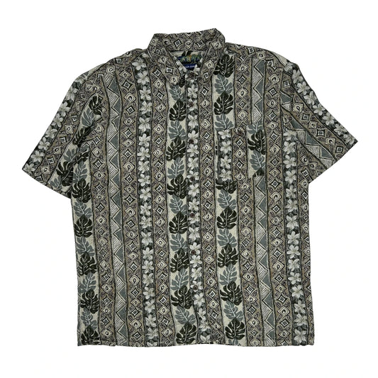 Campia Floral Hawaiian Shirt - Large Green Viscose