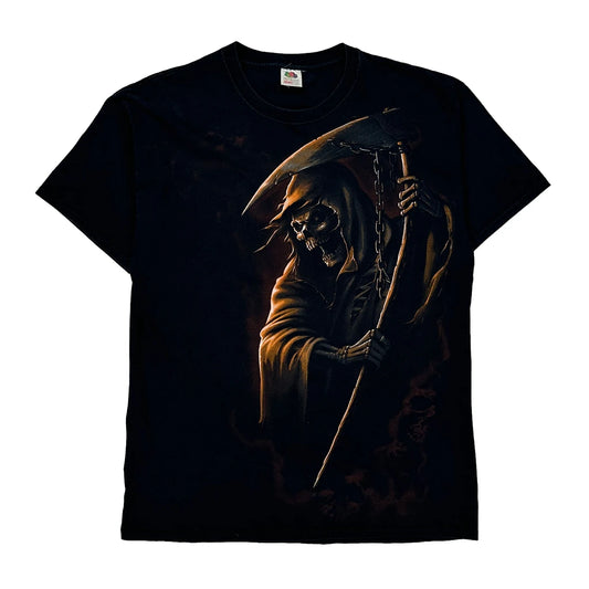 Fruit Of The Loom Graphic T-Shirt - Medium Black Cotton