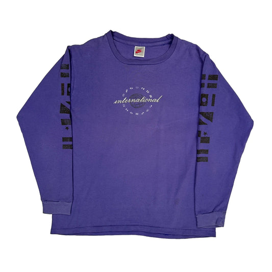 Made In USA Nike Graphic Long Sleeve T-Shirt - Medium Purple Cotton