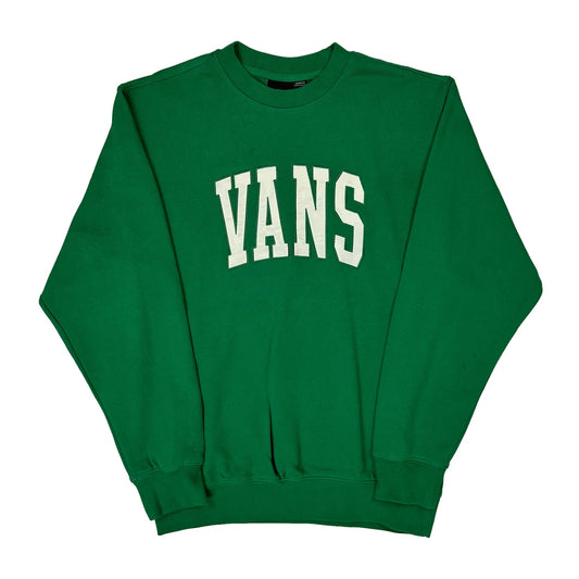 Vans Spellout Sweatshirt - Small Green Cotton