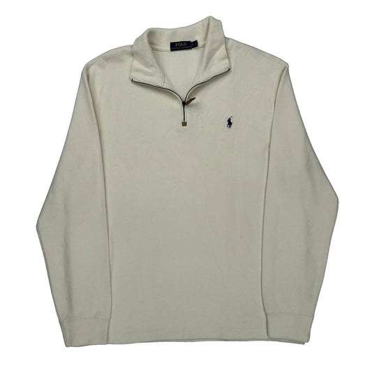 Polo By Ralph Lauren 1/4 Zip - Large Cream Cotton