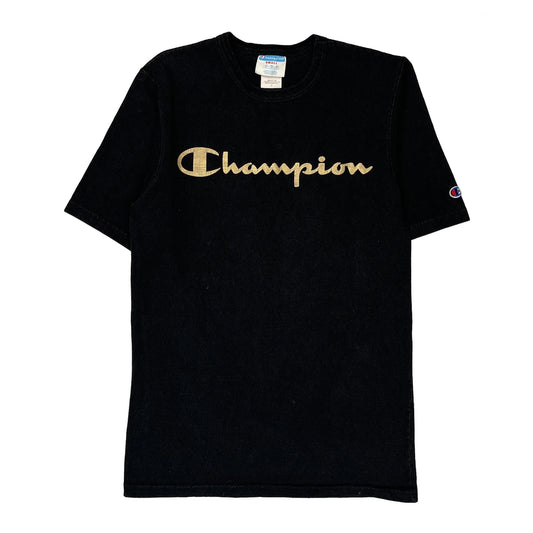 Champion Spellout T-Shirt - Small Black Cotton