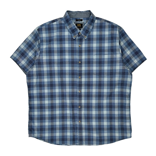 Lee Checked Short Sleeve Shirt - 2XL Blue Cotton
