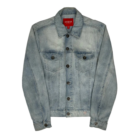 Vintage Guess Collared Denim Jacket - Small Light Wash Denim