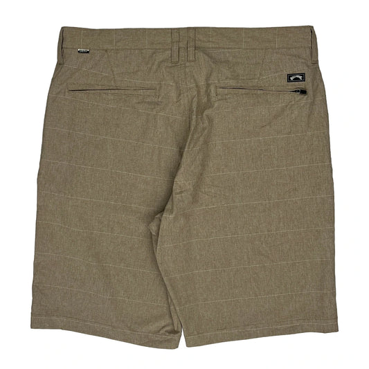 Billabong Checked Chino Shorts - 35″ Waist Beige Linen Blend