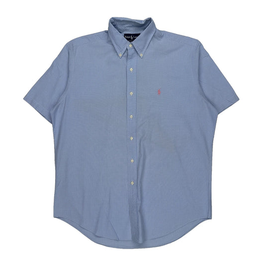Ralph Lauren Checked Short Sleeve Shirt - Large Blue Cotton