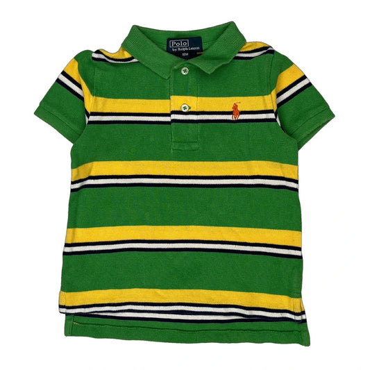 Age 18 Months Polo By Ralph Lauren Striped Polo Shirt - 4XS Green Cotton