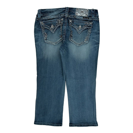 Miss Me Studded Jeans - 31W UK 10 Blue Cotton