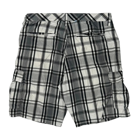 American Eagle Checked Cargo Shorts - 33W 12L Black & White Cotton