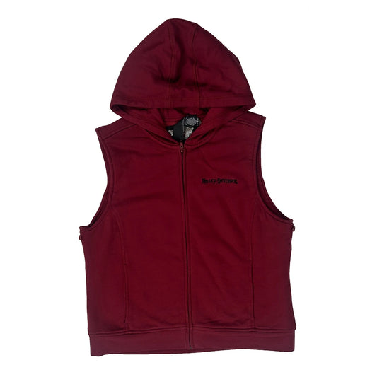 Harley Davidson Graphic Fleece Gilet - Large Burgundy Cotton