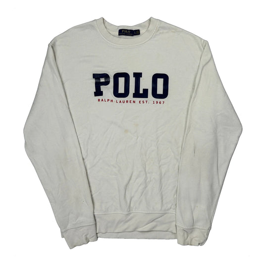 Polo By Ralph Lauren Spellout Sweatshirt - Large White Cotton